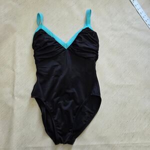 Miraclesuit Black and Teal One-Piece Swimsuit Women's size 8